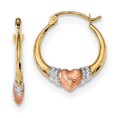 Satin &amp; Diamond -cut Hoop Earrings 14k Two-tone Gold TF1237, MPN: TF1237, 191101058677