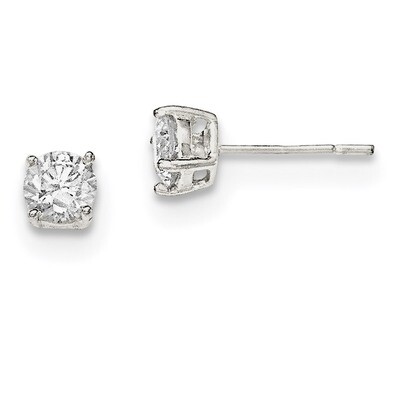 CZ Diamond Post Earrings Sterling Silver Polished QE12181, MPN: QE12181, 883957780443