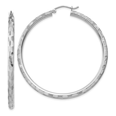Textured Hoop Earrings 14k white Gold TF627, MPN: TF627, 886774731711