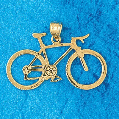 Dazzlers Jewelry Biker Bicycle Pendant Necklace Charm Bracelet in Yellow, White or Rose Gold 3649, …