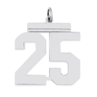 Charm Number 25 Polished Sterling Silver Large QPL25, MPN: QPL25, 191101280764