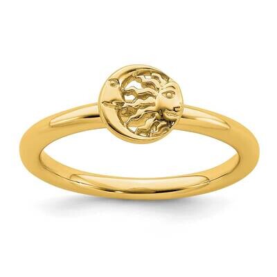 Yellow-plated Sun Moon Ring Sterling Silver QSK1942, MPN: QSK1942, 191101721403