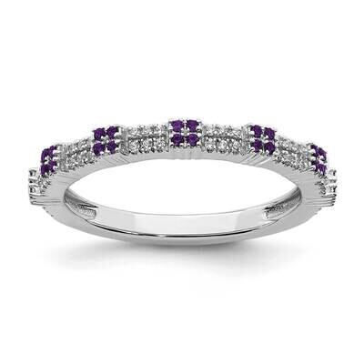 Amethyst &amp; Diamond Ring Sterling Silver QSK2149, MPN: QSK2149, 191101212321