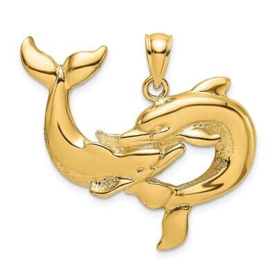 Two Dolphins Together Charm 14k Gold Polished K7723, MPN: K7723, 637218012961