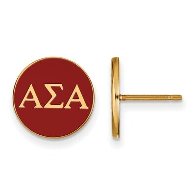 Alpha Sigma Alpha Enameled Post Earrings Gold-plated Silver GP031ASI, MPN: GP031ASI, 886774934150