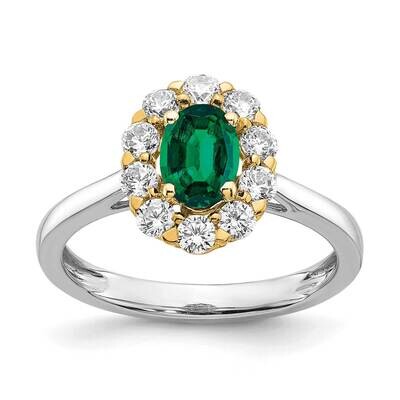 Cr. Oval Emerald &amp; Lab Grown Dias Fashion Ring 10k White Gold RM6990-CE-100-0WALG, MPN: RM6990-CE-1…