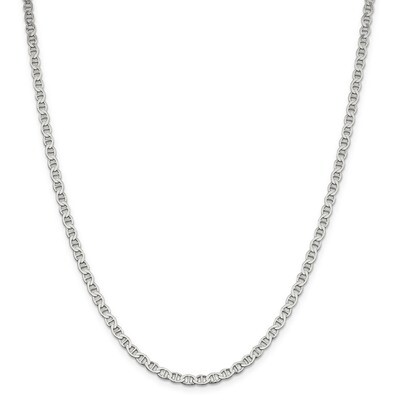 18 Inch 4mm Semi-Solid Flat Anchor Chain Sterling Silver QLFA080-18, MPN: QLFA080-18, 191101394461