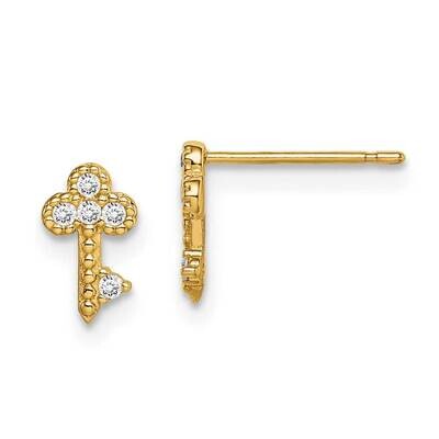 Key Post Earrings 14k Gold CZ Diamond GK992 by Madi K, MPN: GK992, 191101901713