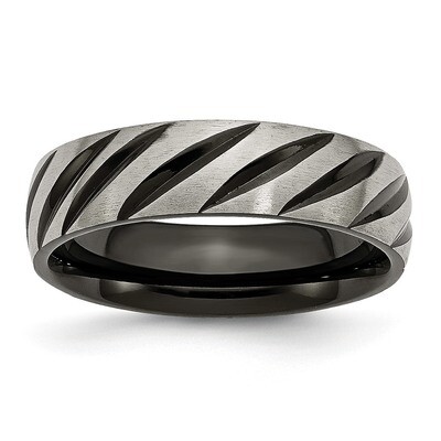 6mm Black Ip-Plated Swirl Brushed &amp; Polished Band Titanium TB299-10