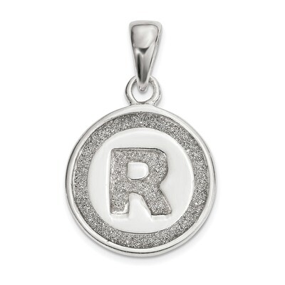 Letter R Circle Pendant Sterling Silver Glitter Enamel  QC9180R, MPN: QC9180R, 886774097558