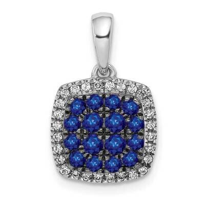 .57 Sapphire Square Pendant 14k White Gold Diamond PM5259-SA-013-WA, MPN: PM5259-SA-013-WA, 8839573…