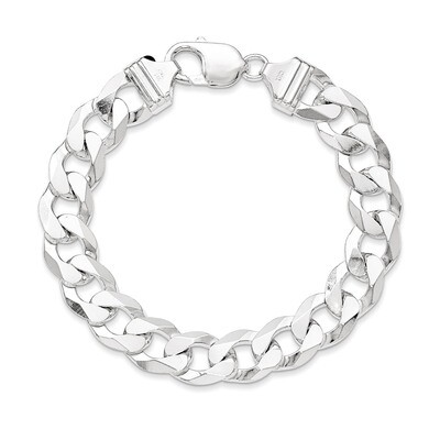 9 Inch 12.30mm Beveled Curb Chain Sterling Silver QFB300-9, MPN: QFB300-9, 886774408279
