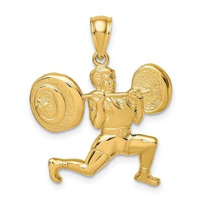 Weightlifter Charm 14k Gold Solid Polished C2640, MPN: C2640,