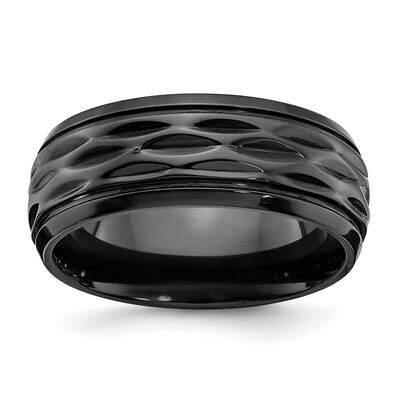 Diamond-Cut 8mm Band Black Zirconium Polished ZCR104-10, MPN: ZCR104, 191101877193