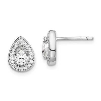 Post Earrings Sterling Silver Rhodium Plated CZ Diamond QE14472APR, MPN: QE14472APR, 886774116785