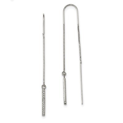 CZ Diamond Bar Threader Earrings Sterling Silver Polished QE13761, MPN: QE13761, 886774095851