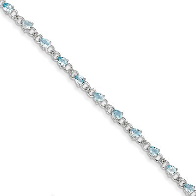Aquamarine and Diamond Bracelet Sterling Silver QX858AQ, MPN: QX858AQ, 886774675572