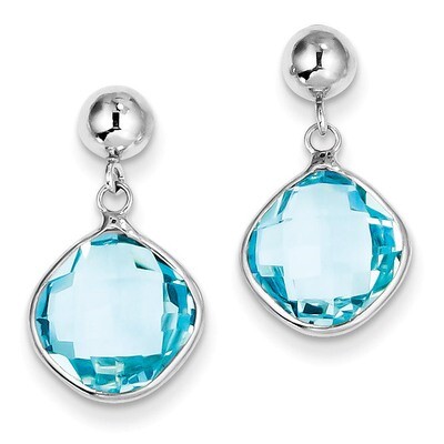 Blue Topaz Dangle Post Earrings Sterling Silver QE9802BT, MPN: QE9802BT, 883957489926