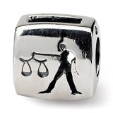 Libra Zodiac Antiqued Bead - Sterling Silver QRS462, MPN: QRS462, 883957723693