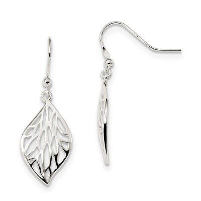 Leaf Polished Dangle Earrings Sterling Silver Rhodium-plated QE13564, MPN: QE13564, 191101234927