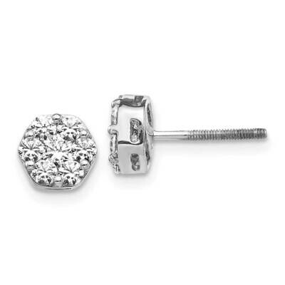 Cluster Screwback Earrings 14k White Gold Diamond EM5458-088-WA, MPN: EM5458-088-WA, 883957273105
