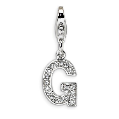 Letter G Charm Sterling Silver Synthetic Diamond QCC105G by Amore La Vita, MPN: QCC105G, 8839573303…