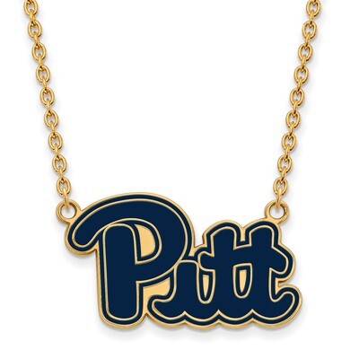 University of Pittsburgh Lg Enamel Pendant with Necklace Gold-plated Sterling Silver GP074UPI-18, M…