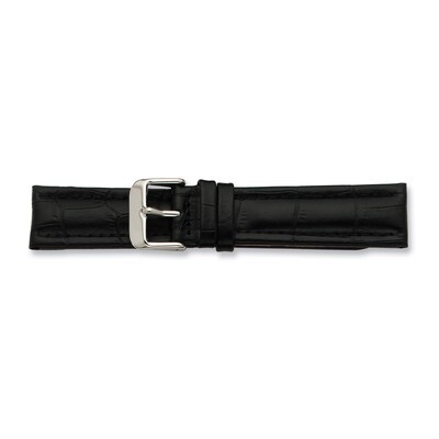 19mm Black Matte Alligator Grain Watch Band 7.5 Inch Silver-tone Buckle BAW208-19, MPN: BAW208-19, …