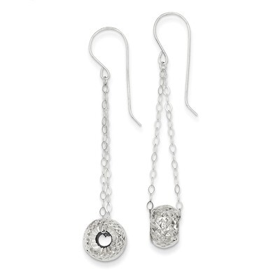 Chain with Diamond-cut Puff Donut Bead Earrings 14k White Gold TL929, MPN: TL929, 883957006284