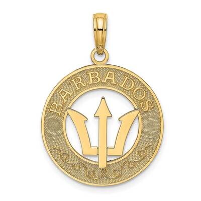 Barbados On Round Frame with Trident Spear Charm 14k Gold K7982, MPN: K7982, 637218130122