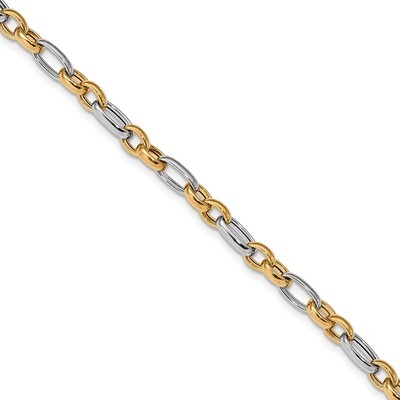 Leslie&#39;s Fancy Link Bracelet 7.5 Inch 14k Two-tone Gold Polished HB-LF985-7.5, MPN: LF985-7.5, 1911…
