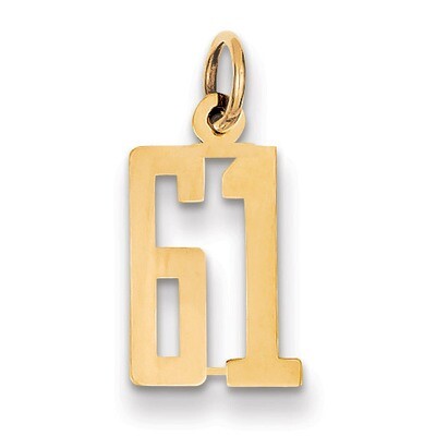 Number 61 Charm 14k Gold Small Polished Elongated LES61, MPN: LES61, 883957920788