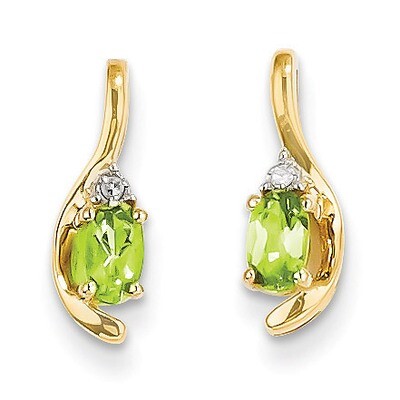 Diamond &amp; Peridot Earrings 14k Gold XBS430, MPN: XBS430, 883957374529