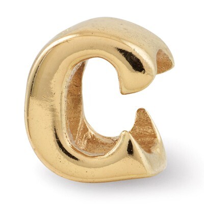 Gold-plated Letter C Bead - Sterling Silver QRS468CGP, MPN: QRS468CGP, 886774992020