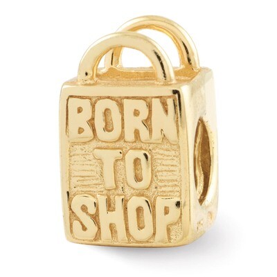 Gold-plated Born to Shop Bead - Sterling Silver QRS1627GP, MPN: QRS1627GP, 883957440811