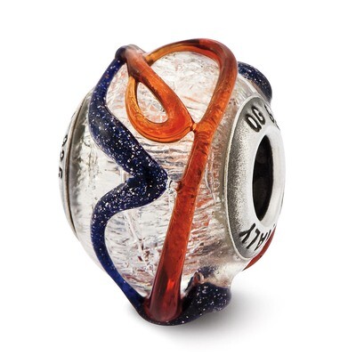 Silver with Blue &amp; Red Textured Lines Glas - Sterling Silver QRS2605, MPN: QRS2605, 883957556536