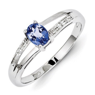 Tanzanite Ring Sterling Silver Rhodium-plated Diamond QR4483TZ, MPN: QR4483TZ, 883957405384