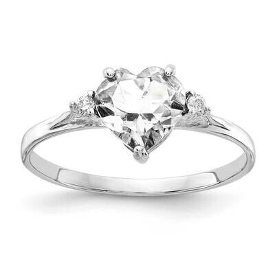 7mm Heart Cubic Zirconia A Diamond Ring 14k White Gold X9681CZ/A, MPN: X9681CZ/A, 883957579726