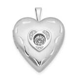 20mm Vibrant Swarovski Crystal Brushed &amp; Polished Heart Locket Sterling Silver QLS889, MPN: QLS889,…