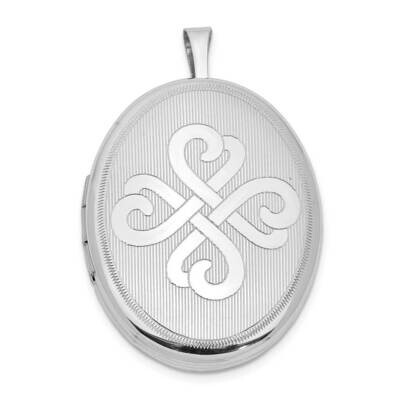 Brushed &amp; Polished Heart Design Oval Locket Sterling Silver Rhodium-plated QLS1018, MPN: QLS1018, 8…