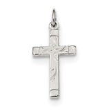 Satin 7 Diamond-cut Cross Pendant Sterling Silver Polished QC9066, MPN: QC9066, 883957871882