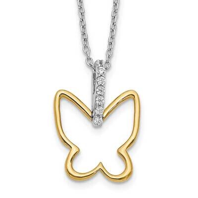 Diamond Butterfly 18 Inch Necklace 14k Two-tone Gold PM3799-010-YWA, MPN: PM3799-010-YWA, 883957489…