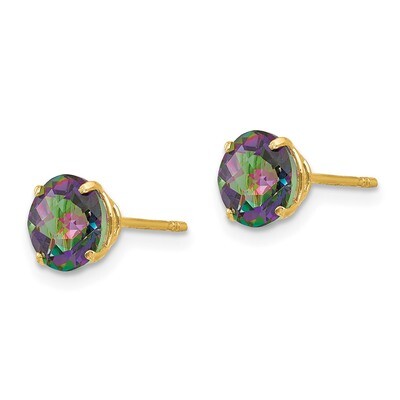 Round Mystic Topaz 6mm Post Earrings - 14k Gold SE2298 by Madi K, MPN: SE2298, 886774997995