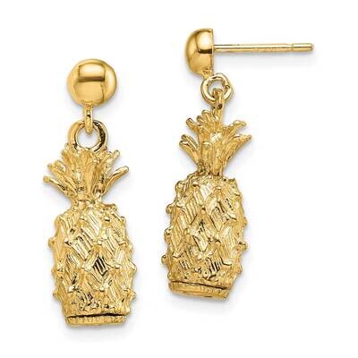 Pineapple Dangle Earrings (2 of 2) 14k Gold 3-D TE713, MPN: TE713, 637218123865