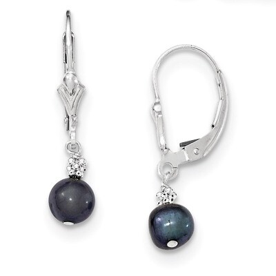 Black Cultured Pearl Earrings Sterling Silver QE5400, MPN: QE5400, 883957576725