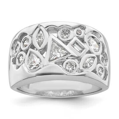 Multi-Shaped CZ Diamond Ring Sterling Silver Rhodium-Plated QR7250, MPN: QR7250,