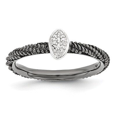 Rhodium Plated Ring Sterling Silver Diamond QSK1830, MPN: QSK1830, 886774375168