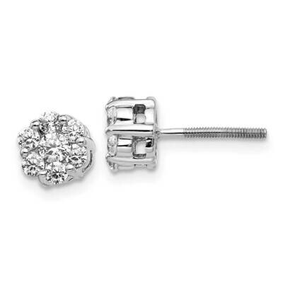 Cluster Screwback Earrings 14k White Gold Diamond EM5456-062-WA, MPN: EM5456-062-WA, 883957469720