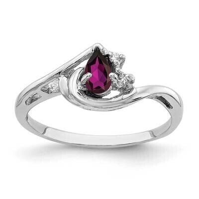 5x3mm Pear Rhodolite Garnet Aa Diamond Ring 14k White Gold Y4628RG/AA, MPN: Y4628RG_AA, 883957466385