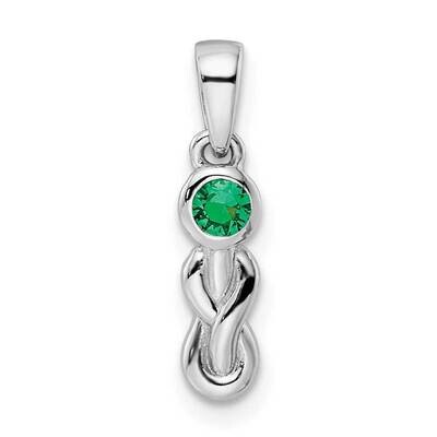 Created Emerald Infinity Birthstone Pendant Sterling Silver Rhodium-plated QBPD34MAY, MPN: QBPD34MA…